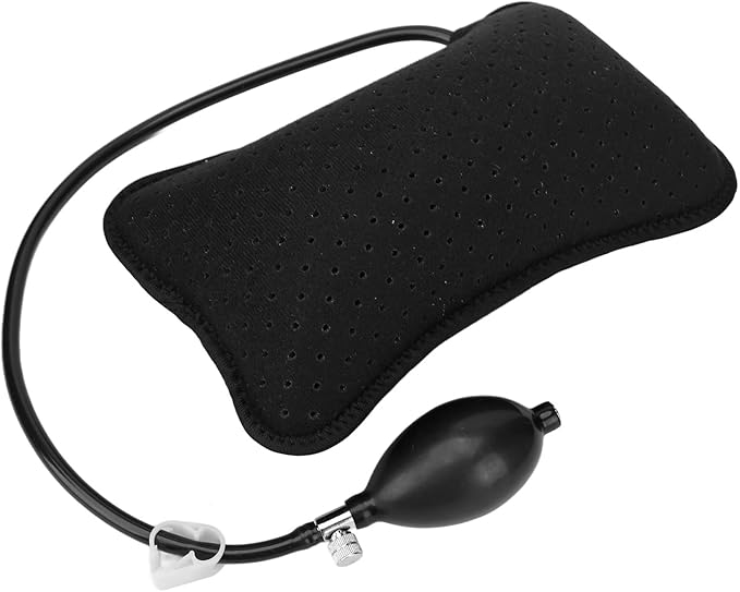 Inflatable Lumbar Pillow, Lumbar Support Pillow Adjustable Lower Back Cushion for Car Office Chair Airplane Travel Black