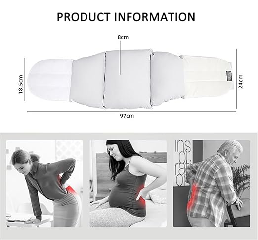 Lumbar Support Pillow for Sleeping, Lower Back Sciatic Nerve Pain Relief Soft Silk Cotton Waist Warmer, Adjustable Wrap Around Lumbar Cushion Belt Waist Support Pillow for Bed Office Chairs Car Travel