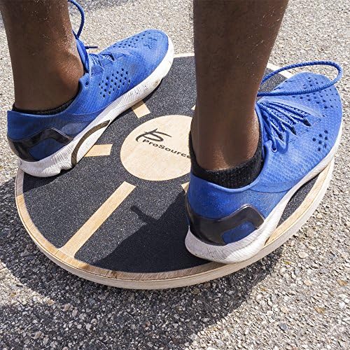 ProsourceFit Wooden Balance Board Non-Slip Wobble Core Trainer 15.75in (39.5cm) Diameter with 360 Rotation for Stability Training, Full Body Exercises, Physical Therapy