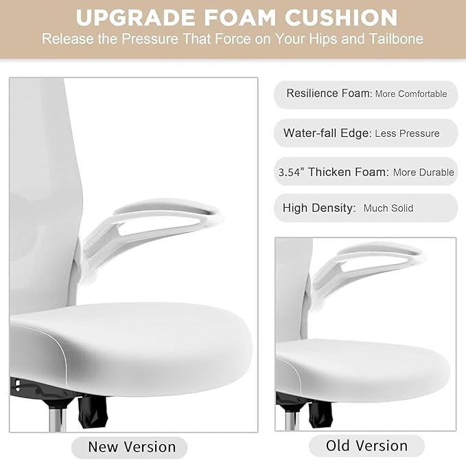 Mimoglad Office Chair, High Back Ergonomic Desk Chair with Adjustable Lumbar Support and Headrest, Swivel Task Chair with flip-up Armrests for Guitar Playing, 5 Years Warranty