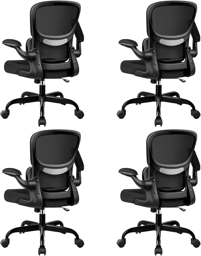 BESTFAIR Office Chair Ergonomic Desk Chair, Breathable Mesh Comfy Chair with Lumbar Support, Computer Chair, Home Desk Chair with Flip-up Armrests, Gaming Chair for Adults Home Office