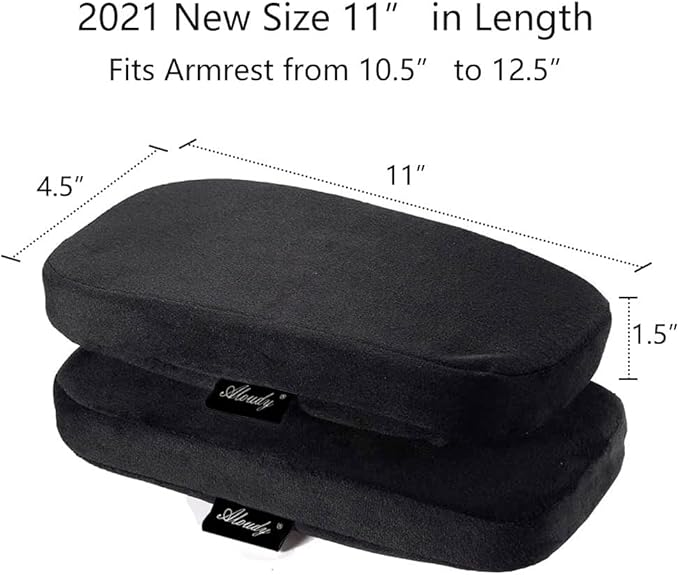 Aloudy Arm Rest Pillow, 2021 New Size 11” Office Chair Armrest Cover Pads, Comfy Desk Chair Cushions for Elbows and Forearms(Large, Set of 2)