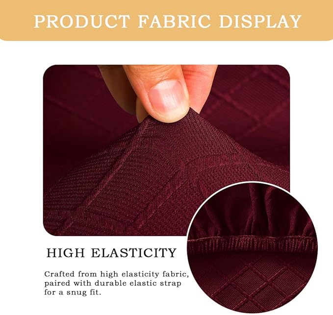 Ergonomic Office Chair Covers Set with Headrest Cover Stretch Desk Computer Chair and Headrest Slipcovers Washable Protector Slipcovers for Swivel Computer Chair 2 Pieces Wine Red