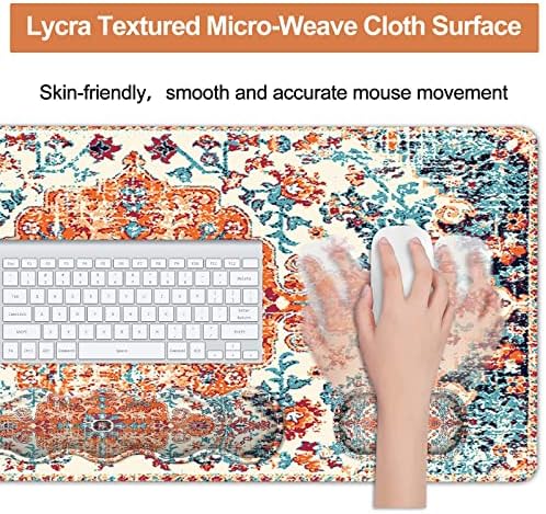 iLeadon Keyboard Mouse Pad Set, Large Boho Desk Mat with Wrist Rest