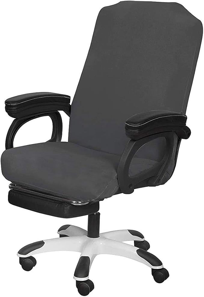 SARAFLORA Office Chair Cover- Medium, Grey- Removable Computer Chair Cover for Office Chair with Zipper for Universal Rotating Chair Desk Chair Cover Chair Seat Washable Protector for Pets