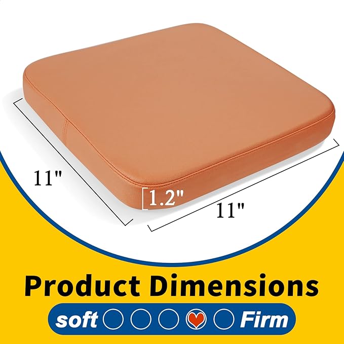 SINOSSO Modern Faux Leather Bar Stool Cushions 4 Pack, Leathaire Magnetic Small Chair Pads for Cafe Bistro Stackable Metal Stools (Square, Orange, 4)