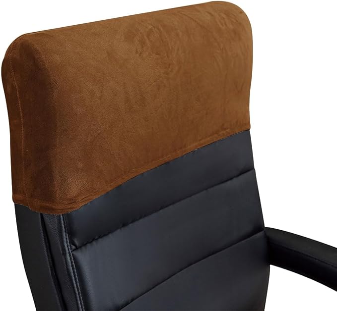 Stretch Office Chair Headrest Cover, Velvet Headrest Protector for Office Chairs, Head Rest Covers for High Back Computer Chairs, Furniture, Recliner Chair, 1 Pack, Caramel