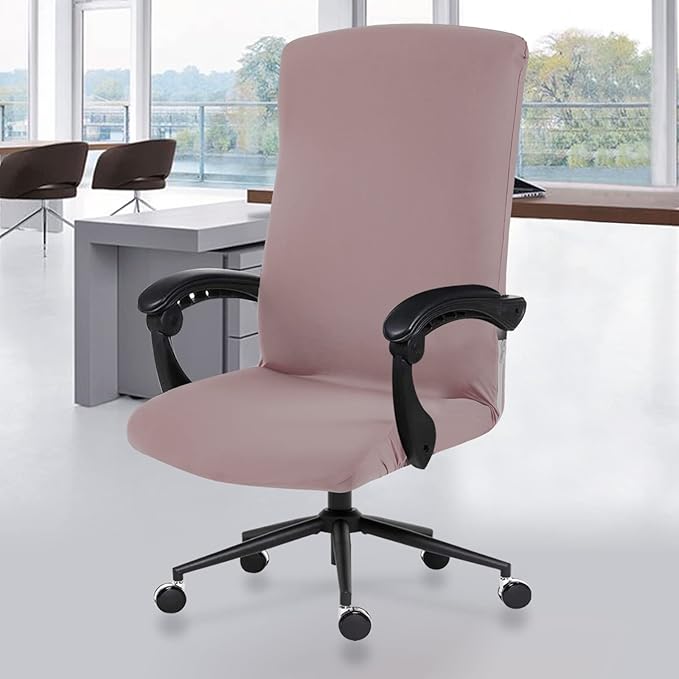 Elastic Computer Chair Cover with Durable Zipper - Protective Removable Washable Universal Office Desk Chair Seat Slip Cover - Stretchy Soft Anti-dust Desk Chair Seat Protector for Dogs, Cats, Pets