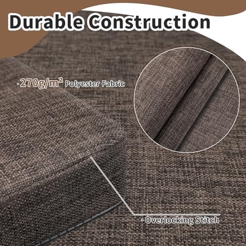 Chair Cushions for Dining Chairs 4 Pack 35D High-Density Foam Seat Cushions for Kitchen Chairs with Ties Non Slip and Removable Cover Chair Pads 16.5" x 16.5" x 2" (Brown)
