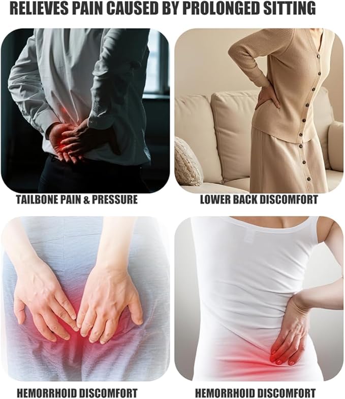 Donut Pillow Seat Cushion for Tailbone Pain Relief, Memory Foam Coccyx Cushion with Ergonomic Cutout, Non-Slip & Washable, Hemorrhoid Support for Office Chair, Car, Postpartum Sitting