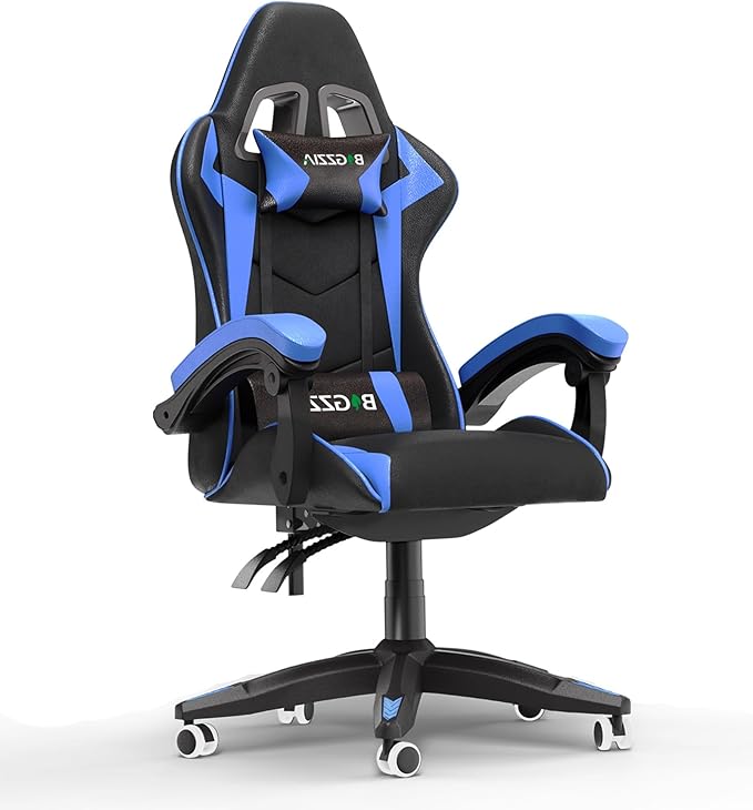 Racingreat Gaming Chair High Back, Ergonomic Computer Gamer Chair with Headrest and Lumbar Support, Racing Style Reclining Game Chair for Adults, Kids (Blue-Black)