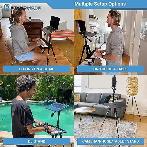 Portable Standing Desk with Keyboard Tray - Ergonomic, Height Adjustable Table with Carrying Bag for Indoor and Outdoor Use. Lightweight Design to Work Anywhere, Stay Healthy, and Stand More