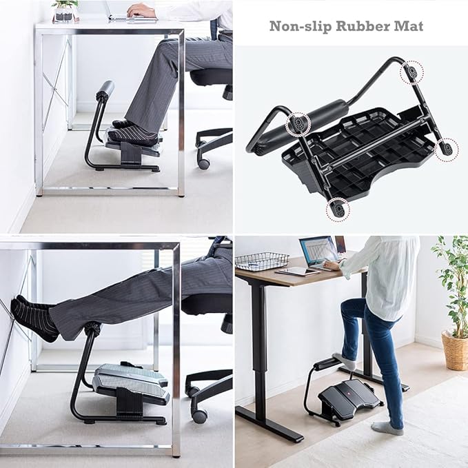 Adjustable Rocking Foot Rest for Under Desk at Work, Ergonomic Office Footrest Foam Leg Rest Elevated Under Table, Standing Desk Foot Rocker Stand Support (Black)