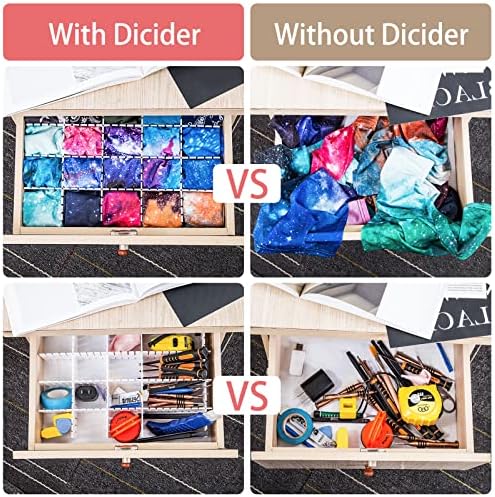 45 Pack Drawer Dividers, Plastic Adjustable Drawer Storage Organizer for Tidying Clutter Socks, Underwear, Makeup, Kitchen, Dresser Black