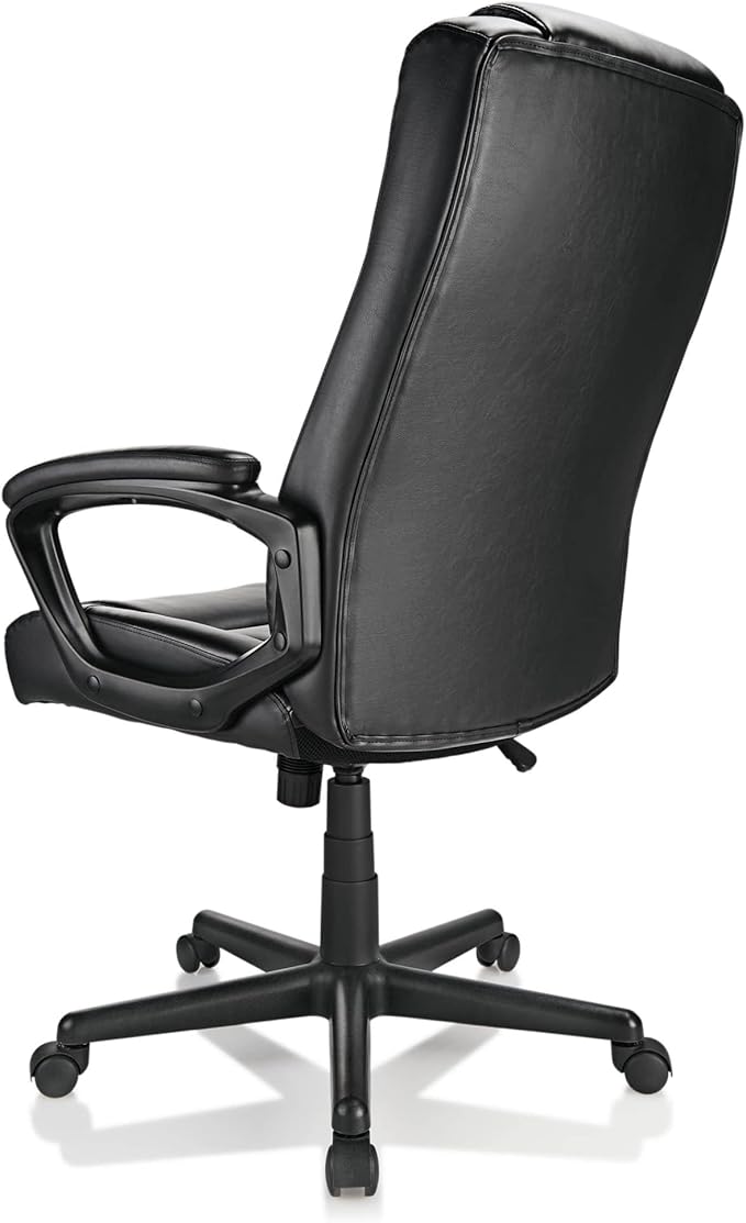 Realspace® Hurston Bonded Leather High-Back Executive Office Chair, Black, BIFMA Compliant