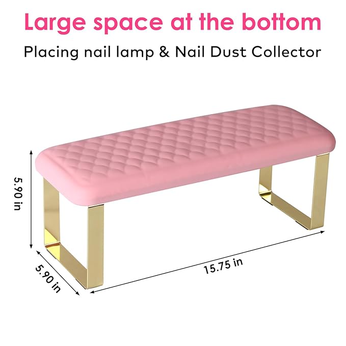Arm Rest for Nails Tech, BORNBYME Update PU Leather Fish Pattern Hand Nail Foot Stand Rest for Manicure & Pedicure,Pink