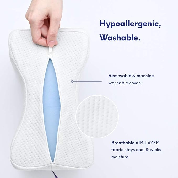 C CUSHION LAB Extra Support Orthopedic Knee Pillow for Side Sleepers - Healthy Alignment Leg Pillow for Sleeping - Hip, Pregnancy, Sciatica, & Back Pain Relief - Memory Foam Contour Wedge - Large Size