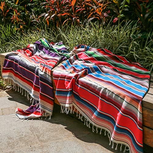 Xplanet 84 X 59 Inch Mexican Serape Blanket Bay Window Blanket, Mexican Tablecloth Bed Blanket Table Cover Tapestry Blanket Picnic Mat for Mexican Party Wedding Decorations Home Decor (NEW Rose Pink)