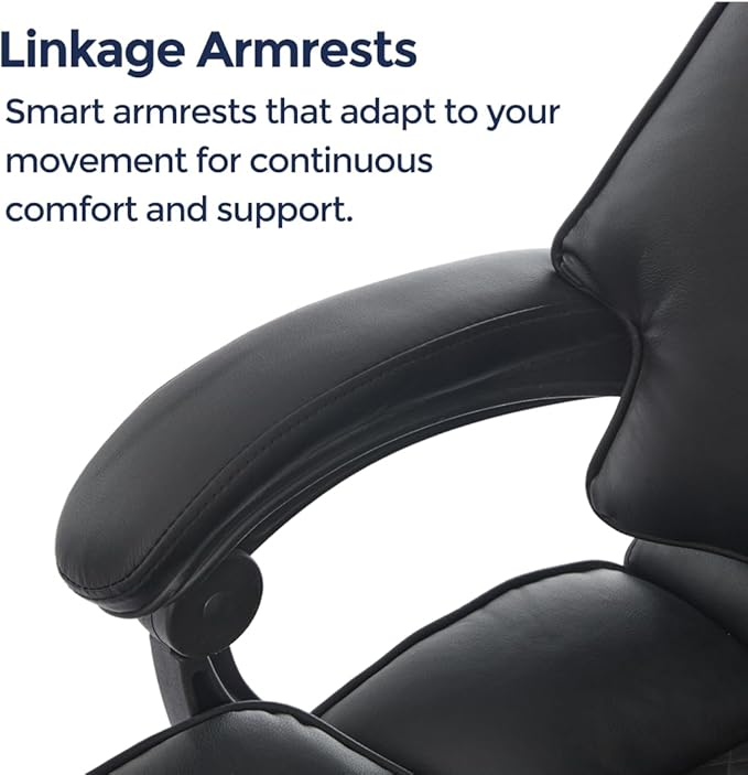Orbis 4-Point Kneading UL Certified Heated Massage Office Chair with Foot Rest | 500lbs Big & Tall | BIFMA Certified Desk Chair for Heavy People | Home Office Computer Chair | Leather Black
