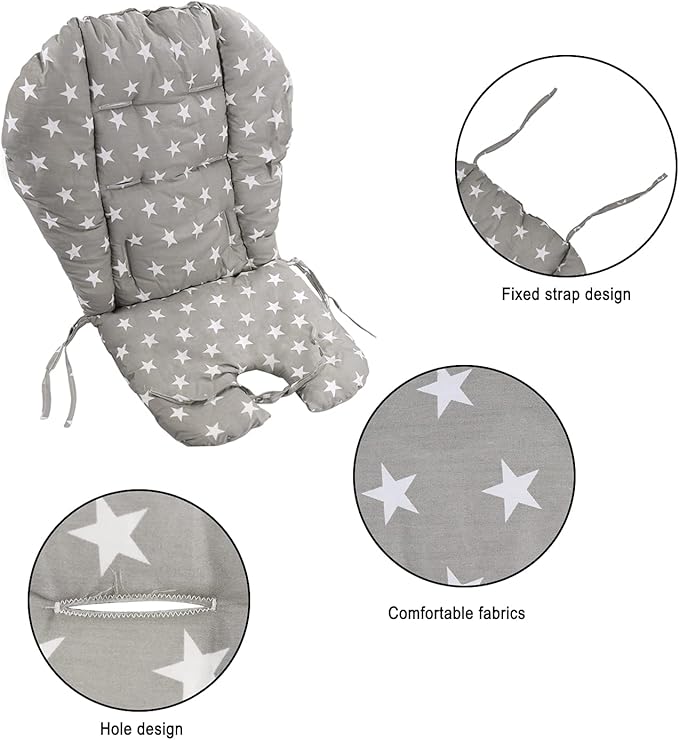 Kocpudu High Chair Pad,high Chair Cushion/seat Cushion/high Chair Cushion Cover,Soft and Comfortable,Light and Breathable, Cute Patterns,Suitable for Most High Chairs,Baby Dining Chairs (Gray)