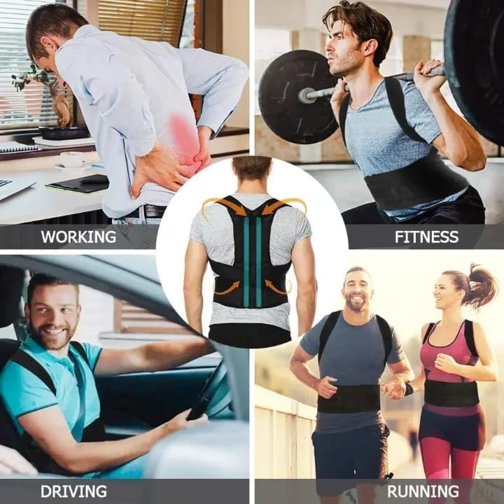 Posture Corrector for Men and Women, Adjustable Back Brace, Breathable, Pain Relief, Black