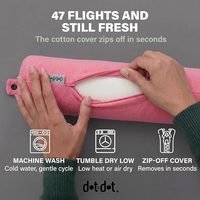 Dot&Dot Twist Memory Foam Travel Pillow for Airplanes - Travel Neck Pillow for Sleeping - Airplane Pillow for Neck Support, Chin, Lumbar and Leg - Adjustable, Bendable Neck Roll Pillow