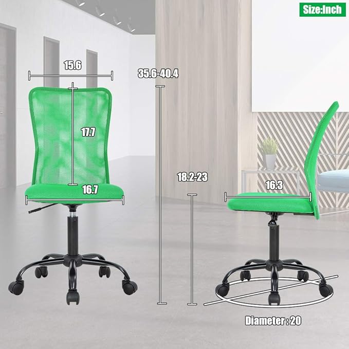 Home Office Desk Chair Ergonomic Mesh Computer Gaming Chair with Back Support Modern Executive Mid Back Rolling Swivel Chair for Men&Women (Green)