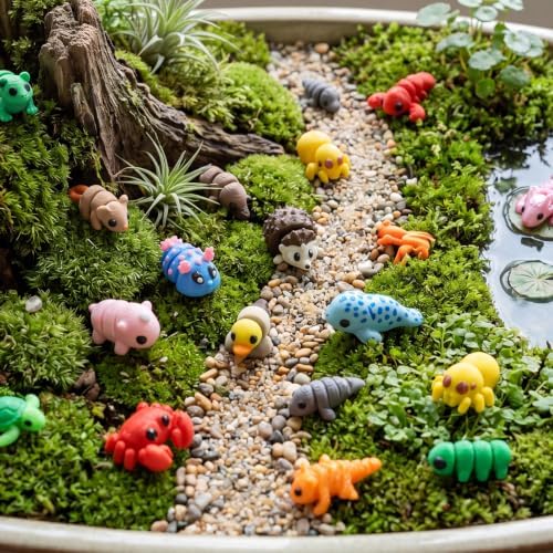 Prudiut 60 Pcs 3D Printed Animals Figurines Set Mini 3D Printed Flexible Articulated Desk Pets for Classroom Rewards Party Favors Student Prizes Collectible Animal Figures Goodie Bags, Diverse Styles