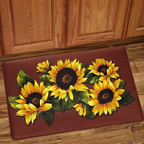 PowerSellerUSA Printed Anti Fatigue Mat, Non Slip Printed Textured Comfort Standing Floor Mats for Living, Dining Room, Bedroom, Kitchen, Office, Work (18x30 in., Sunflower)