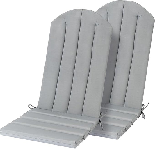 Adirondack Chair Cushion Set of 2 Indoor Outdoor Furniture Cushions Rocking Chair Cushions with Straps Replacement Folding Patio Chair Pad,19.7x18.9x1.5 Inch（Grey）