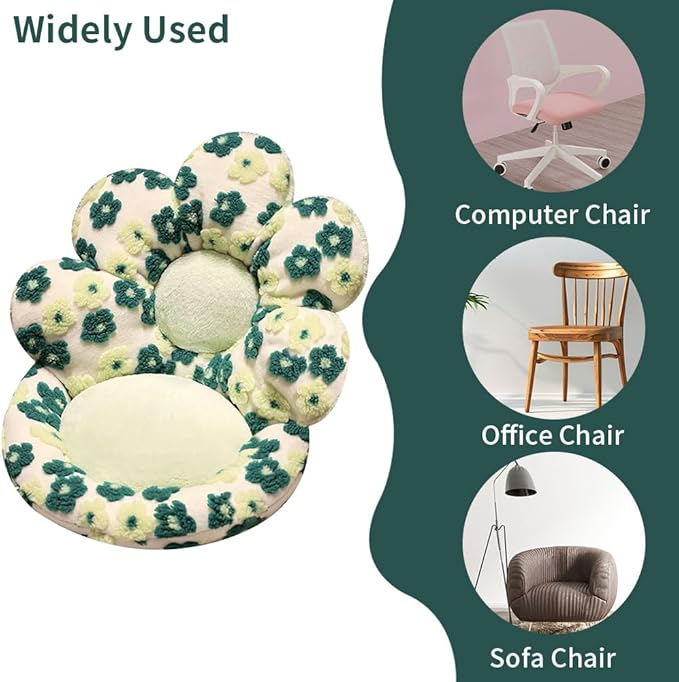 Flower Chair Cushion with Backrest Comfortable Office Chair Pad Student Dormitory Seat Cushion for Sedentary Group Home Decor