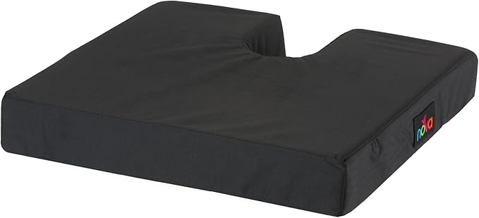 NOVA U-Cut Coccyx Wheelchair Cushion 18" x 16" – Orthopedic Foam Seat Pad for Tailbone Pressure Relief & Spine Support – Secure Non-Slip Bottom with Velcro Straps – Removable Washable Cover