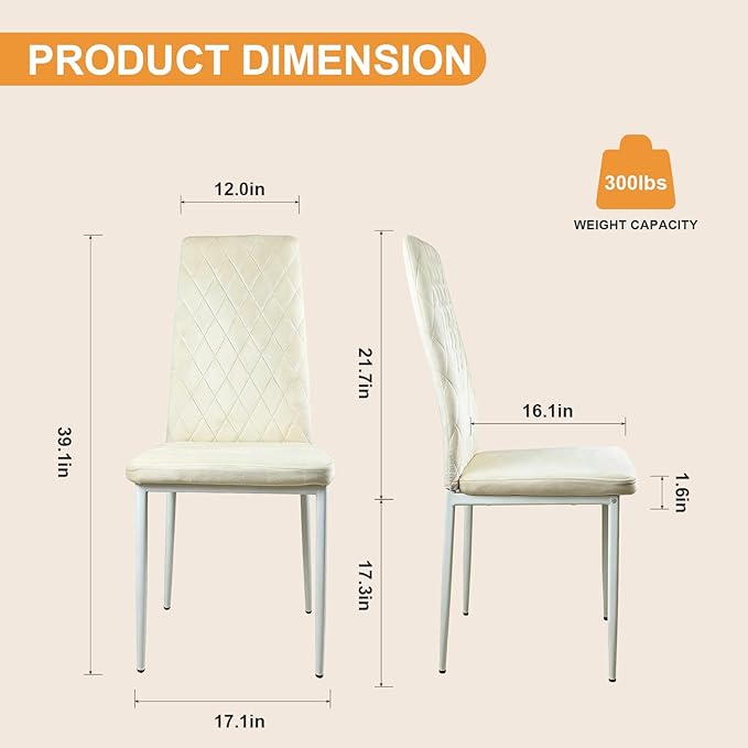 Lightdot Dining Chairs Set of 2, Moden Kitchen Table Chairs with Mental Legs and Padded Seat for Dining Room/Kitchen/Living Room/Restaurant, Beige
