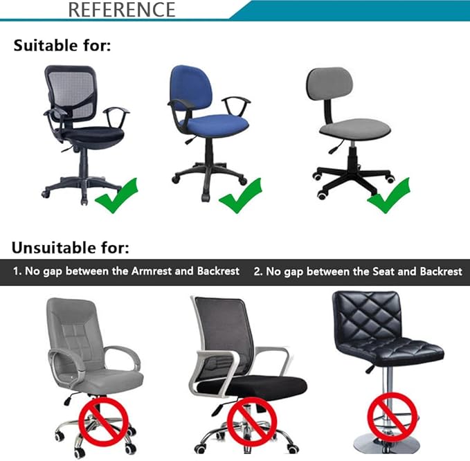 Melaluxe Stretch Jacquard Office Chair Cover, Removable Washable Desk Chair Cover Rotating Chair Seat Slipcover, Dark Gray