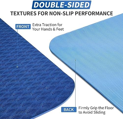 CAMBIVO Yoga Mat for Women Men Kids, 1/3 & 1/4 & 2/5 Inch Extra Thick Yoga Mat Non Slip, 72" x 24" TPE Yoga Mats, Workout Mat with Carrying Strap for Yoga, Pilates and Floor Exercises