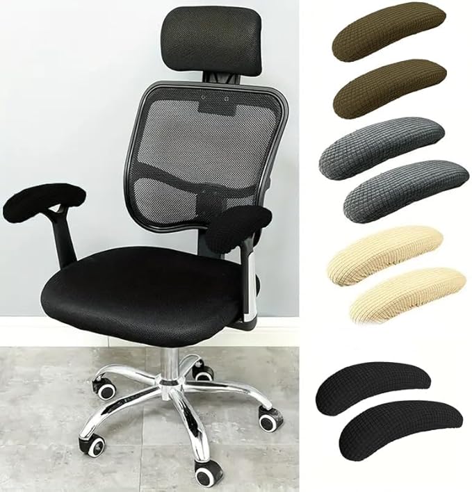 Office Chair Arm Covers,Office Chair Arm Rest Cover Gaming Chair Armrest Covers Office Removable Arm Rest Covering Elastic Chair Armrest Cover (Black, 2Pcs/Set (10-13) x (2-4) x 1.9 inches)