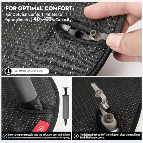 Airplane Seat Cushion for Long Flights, Inflatable & Portable Travel Cushion for Tailbone Pain Relief, Pressure Relief Car Seat Cushion for Office Chair and Wheelchair Use