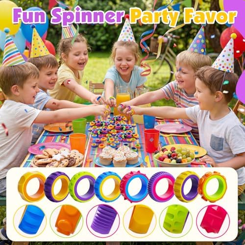 KLT Fidget Toys Bulk for Kids: 42 Pack Textured Spinner Rings - Bulk Party Favors Goodie Bag Stuffers - Quiet Fidgets for Classroom Student Prize - Sensory Toys for Autism ADHD Stress Relief