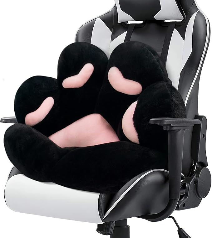 MOONBEEKI Cat Paw Cushion Chair Comfy Kawaii Plush Seat Cushions Shape Lazy Pillow for Gamer Chair 28"x 24" Cozy Floor Cute Seat Kawaii for Girl Worker Gift, Dining Room Bedroom Decorate Black
