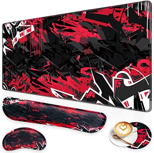 Canjoy Desk Mat with Keyboard and Mouse, Desk Pad with Wrist Rest Support