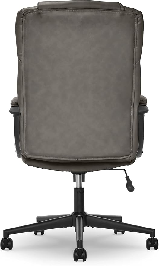 Serta Connor Executive Office Chair, Ergonomic Computer Chair with Layered Body Pillows, Contoured Lumbar, Adjustable Seat Height, Bonded Leather, Gray