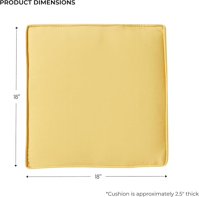 Outdoor 18 inch Square Patio Dining Chair Pads – Comfortable Fiber-Filled Seat Cushions with Ties, Reversible Polyester Fabric - Sunbeam, Set of 2