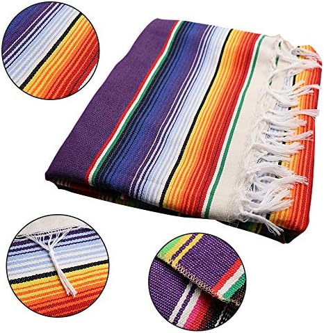 Xplanet 84 X 59 Inch Mexican Serape Blanket Bay Window Blanket, Mexican Tablecloth Serape Tatami Blanket Bed Blanket Table Cover Tapestry Blanket Picnic Mat for Mexican Party Wedding Decorations