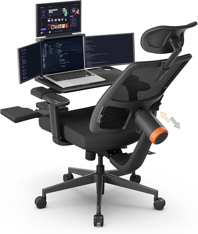 Newtral Ergonomic Office Chair - Home Office Desk Chair with Adaptive Lumbar Support, with Footrest, 4D Armrest, Adjustable Seat Depth & Height