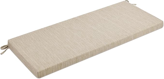 baibu 42 Inch Classic Solid Color Bench Cushion with Ties, Non-Slip Indoor Outdoor Rectangle Bench Seat Cushion Standard Size Foam Pad with Machine Washable Cover (Pure Beige, 42x16x1.5in)