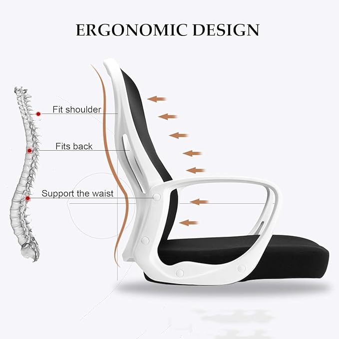 Breathable Mesh Office Chair - Swivel Desk Chair with Adjustable Armrests, All-Day Comfort