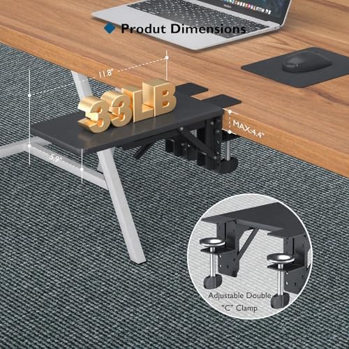 BONTEC Desk Extender Tray, 11.8 x 5.9 Inch, Black Pattern