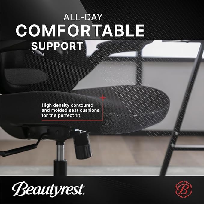 Living Style Beauty Rest ErgoMax Ergonomic Mesh Swivel Task Chair, Black