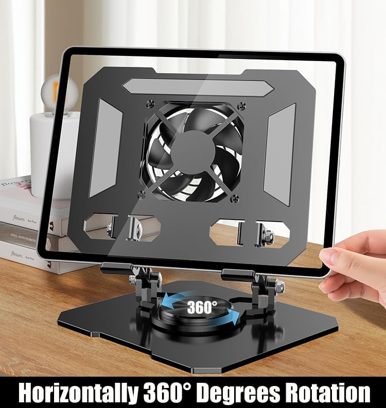 360° Rotating Desk Stand Holder with USB Cooler for iPad/Tablets