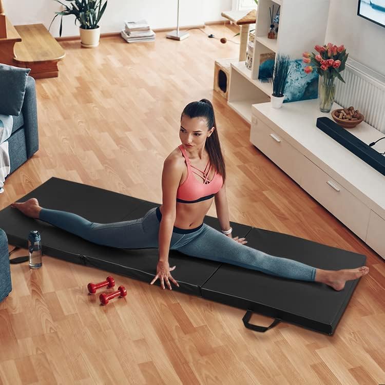 ZENY 2’’ Thick Tri-fold Folding Gym Exercise Mat Extra Thick Gymnastics Mat Tumbling Mat with Carrying Handles for Home Workout, Core Workouts, Stretching, MMA, Yoga